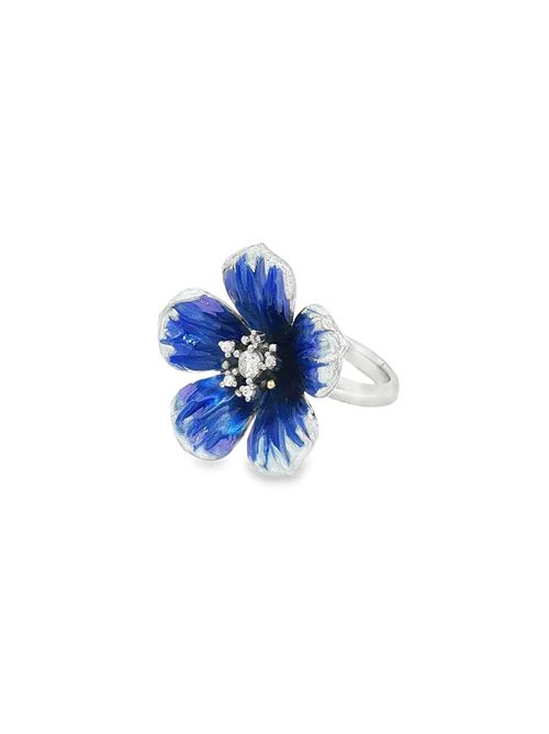 Plumeria crystal blue ring GOCCIAZZURRA JEWELS | ANPLUMERIARODIO BLU
